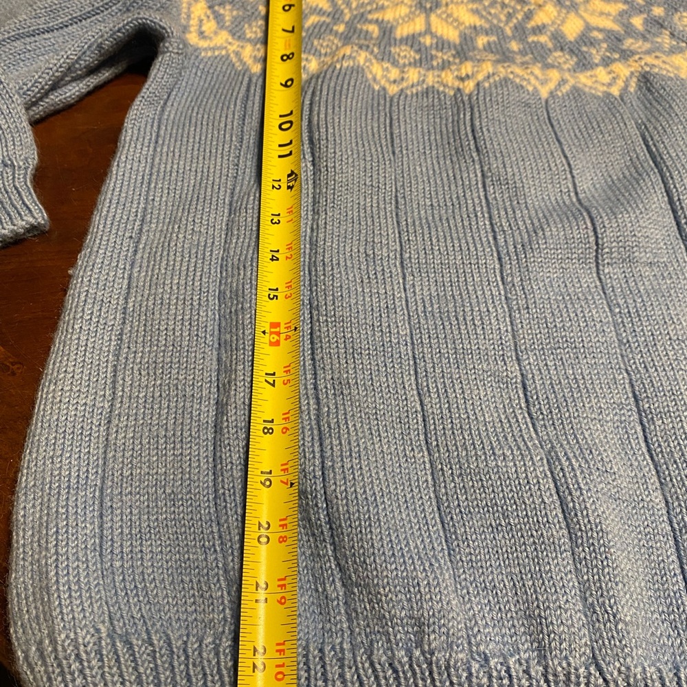 Blue and Cream Women's Crew Neck Sweater - Picture 4 of 5